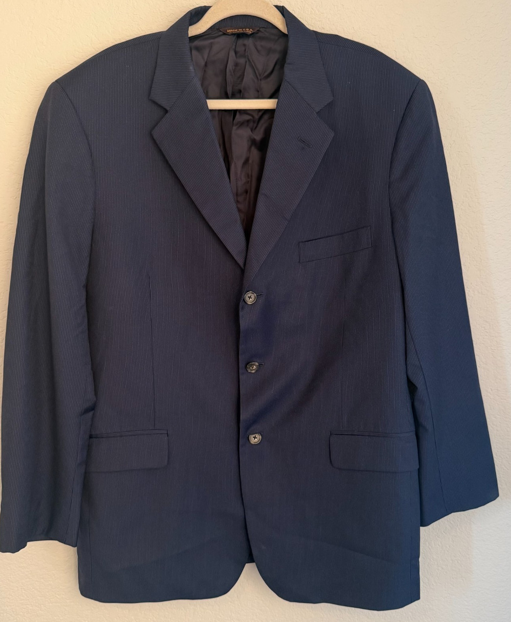Southwick for Bill Walker Clothier Sport Coat Blazer 42R Navy Pinstripe 3-Button
